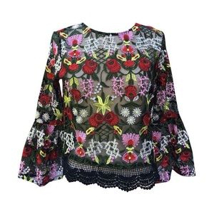 Hadley Pollet Afternoon Tea Time Top. Beautiful embroidery perfect for holidays!
